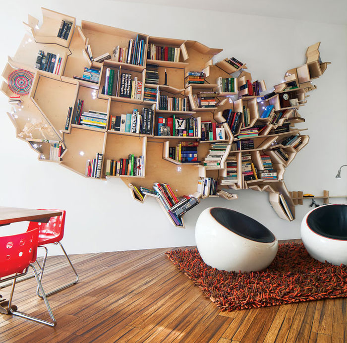 Knižnica v tvare USA