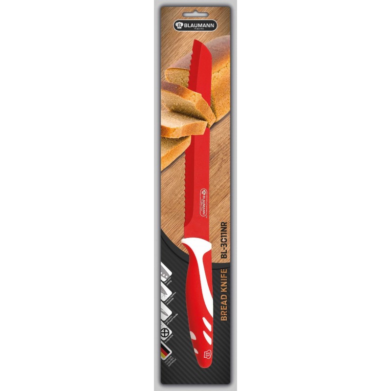 BLAUMANN – Nôž na chlieb čepeľ 20 cm červený, BL-3020CWR