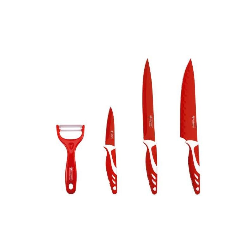 BLAUMANN – Nože sada 3 ks + škrabka červená, BL-3023NR