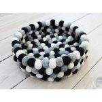 Čierno-biely guľôčkový vlnený úložný košík Wooldot Ball Basket, ⌀ 28 cm