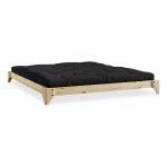 Dvojlôžková posteľ z borovicového dreva s matracom Karup Design Elan Double Latex Natural/Black, 160 × 200 cm