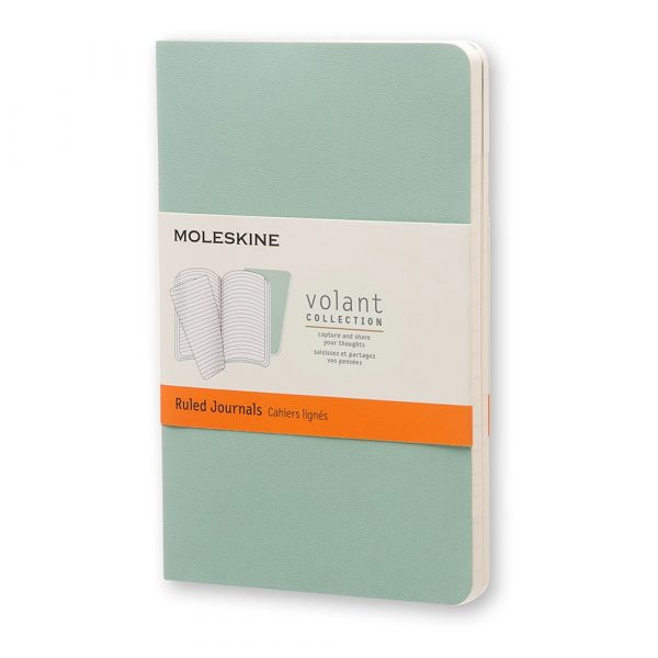 Zelený linajkový zápisník Moleskine Volant, 80 strán