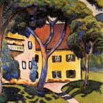 Reprodukcia obrazu August Macke – House in a Landscape, 60 × 60 cm