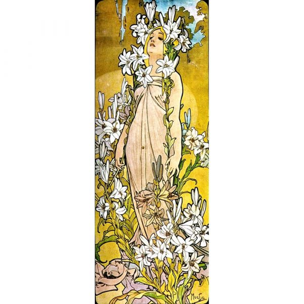 Reprodukcia obrazu Alfons Mucha – The Flowers Lily, 30 × 80 cm