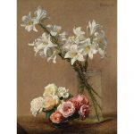 Reprodukcia obrazu Henri Fantin-Latour – Roses and Lilies, 45 × 60 cm