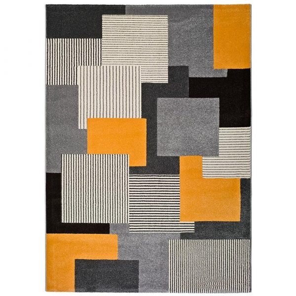 Sivo-oranžový koberec Universal Leo Square, 140 x 200 cm