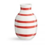 Bielo-červená pruhovaná keramická váza Kähler Design Omaggio, výška 12,5 cm