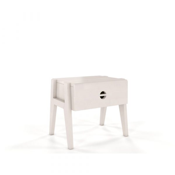 Biely nočný stolík z bukového dreva so zásuvkou Skandica Visby Radom