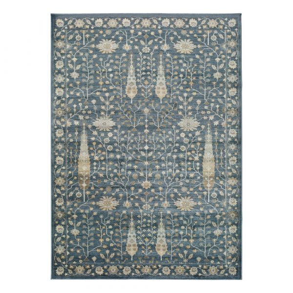 Modrý koberec z viskózy Universal Vintage Flowers, 120 x 170 cm