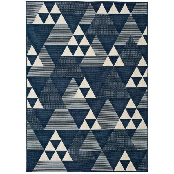 Modrý vonkajší koberec Universal Clhoe Triangles, 140 x 200 cm