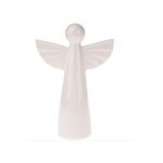 Biela keramická dekorácia v tvare anjela, výška 12,6 cm