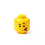 Žltá úložná škatuľa v tvare hlavy LEGO® silly, 10,5 x 10,6 x 12 cm