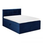 Modrá zamatová dvojlôžková posteľ Mazzini Beds Mimicry, 160 x 200 cm