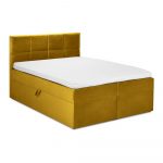 Horčicovožltá zamatová dvojlôžková posteľ Mazzini Beds Mimicry, 160 x 200 cm
