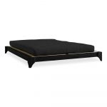 Dvojlôžková posteľ z borovicového dreva s matracom a tatami Karup Design Elan Comfort Mat Black/Black, 140 × 200 cm