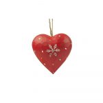 Závesná dekorácia Antic Line Heart with snowflake in red