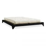 Dvojlôžková posteľ z borovicového dreva s matracom a tatami Karup Design Elan Comfort Mat Black/Natural, 160 × 200 cm
