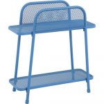 Modrý kovový odkladací stolík na balkón ADDU MWH, výška 70 cm