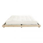 Dvojlôžková posteľ z borovicového dreva s matracom a tatami Karup Design Dock Double Latex Natural/Natural, 140 × 200 cm