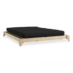 Dvojlôžková posteľ z borovicového dreva s matracom a tatami Karup Design Elan Comfort Mat Natural/Black, 160 × 200 cm