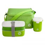 Set zeleného desiatového boxu, hrnčeka a tašky Premier Housewares Grub Tub, 21 × 13 cm