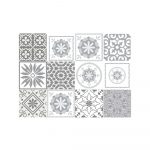 Súprava 12 nástenných samolepiek Ambiance Cement Tiles Shades of Gray Cordoba, 10 × 10 cm