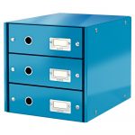 Modrá škatuľa s 3 zásuvkami Leitz Office, 36 x 29 x 28 cm