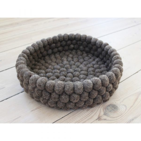 Orechovohnedý guľôčkový vlnený úložný košík Wooldot Ball Basket, ⌀ 28 cm