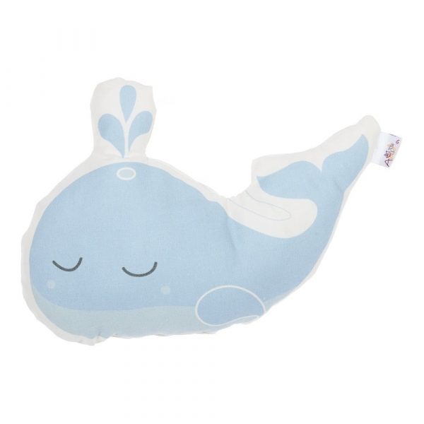 Modrý detský vankúšik s prímesou bavlny Mike & Co. NEW YORK Pillow Toy Whale, 35 x 24 cm