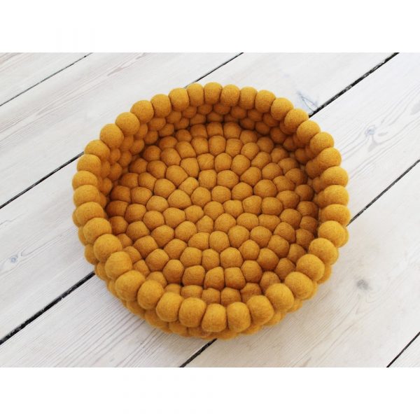 Horčicovožltý guľôčkový vlnený úložný košík Wooldot Ball Basket, ⌀ 28 cm