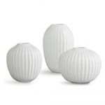 Súprava 3 kameninových bielych váz Kähler Design Hammershoi Miniature