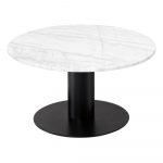 Biely mramorový konferenčný stolík s podnožím v čiernej farbe RGE Pepo, ⌀ 85 cm