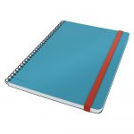 Modrý krúžkový zápisník s hebkým povrchom Leitz, 80 stran