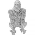 Dekoratívna socha v striebornej farbe Kare Design Gorilla, výška 46 cm