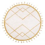 Bielo-žltý bavlnený ručne vyrobený koberec Nattiot, ø 120 cm