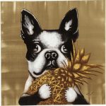 Obraz Kare Design Dog with Pineapple, 80 × 80 cm
