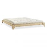 Dvojlôžková posteľ z borovicového dreva s matracom Karup Design Elan Double Latex Natural Clear/Natural, 140 x 200 cm
