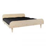 Dvojlôžková posteľ z borovicového dreva s matracom Karup Design Twist Double Latex Natural Clear/Black, 140 x 200 cm