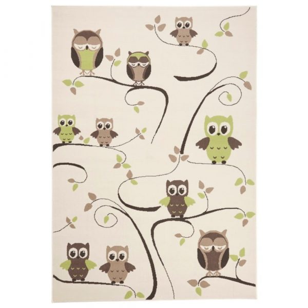 Detský zeleno-hnedý koberec Zala Living Owl, 140 × 200 cm