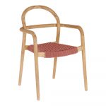 Záhradná stolička z eukalyptového dreva s výpletom v terakotovej farbe La Forma Sheryl