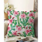 Obliečka na vankúš s prímesou bavlny Minimalist Cushion Covers Blooming Cactus, 55 x 55 cm