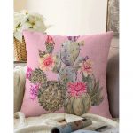 Ružová obliečka na vankúš s prímesou bavlny Minimalist Cushion Covers Blooming Cacti, 55 x 55 cm