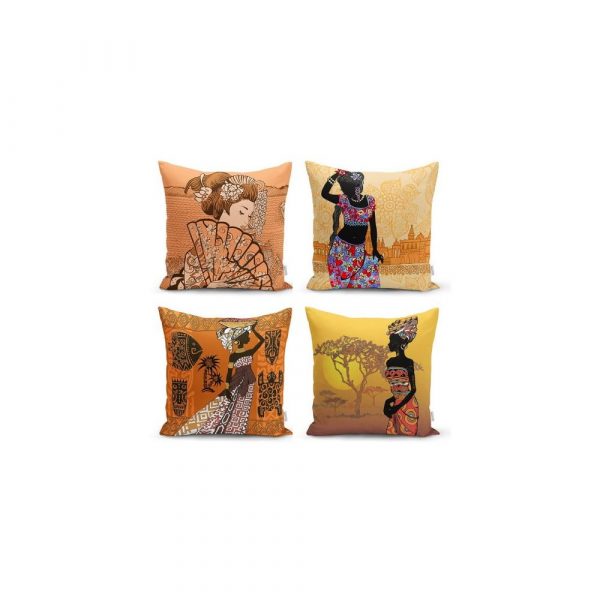 Súprava 4 dekoratívnych obliečok na vankúše Minimalist Cushion Covers Eastern Ethnic, 45 x 45 cm