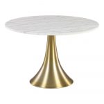 Biely okrúhly jedálenský stôl v mramorovom dekore La Forma, ø 120 cm