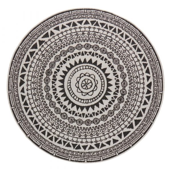 Čierno-krémový vonkajší koberec Bougari Coron, ø 200 cm