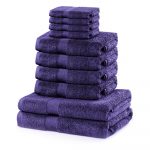 Set 8 fialových uterákov a 2 osušiek DecoKing Marina Purple