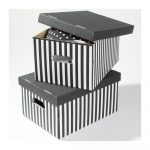 Súprava 2 čiernych úložných škatúľ Compactor Stripes
