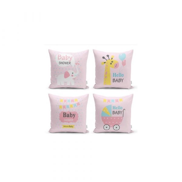 Súprava 4 dekoratívnych obliečok na vankúše Minimalist Cushion Covers Baby Girl, 45 x 45 cm