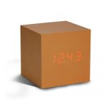 Oranžový budík s červeným LED displejom Gingko Cube Click Clock