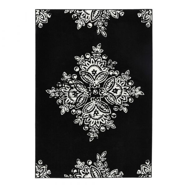 Čierno-biely koberec Hanse Home Gloria Blossom, 160 x 230 cm